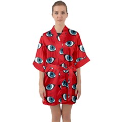 Blue Eyes Pattern Quarter Sleeve Kimono Robe by Valentinaart