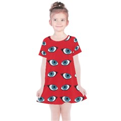 Blue Eyes Pattern Kids  Simple Cotton Dress by Valentinaart