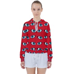 Blue Eyes Pattern Women s Tie Up Sweat