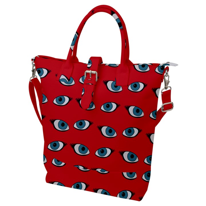 Blue eyes pattern Buckle Top Tote Bag