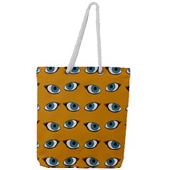 Blue Eyes Pattern Full Print Rope Handle Tote (large) by Valentinaart