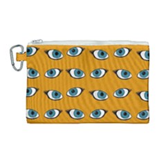 Blue Eyes Pattern Canvas Cosmetic Bag (large) by Valentinaart