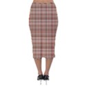 TanBrownOrange WidePrint Plaid Pattern Velvet Midi Pencil Skirt View2