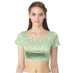 Christmas Pattern Short Sleeve Crop Top by Valentinaart