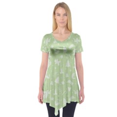 Christmas Pattern Short Sleeve Tunic  by Valentinaart