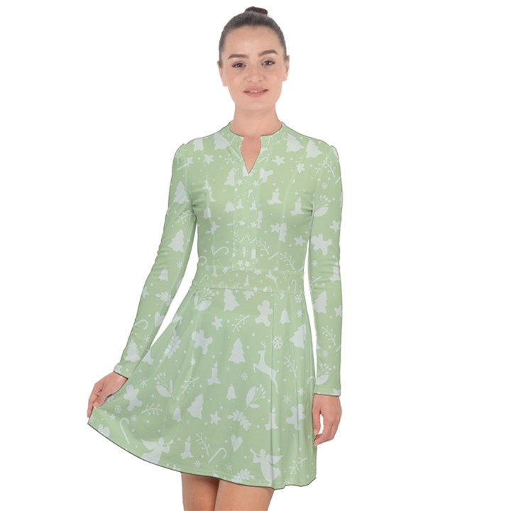 Christmas pattern Long Sleeve Panel Dress