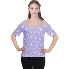 Christmas Pattern Cutout Shoulder Tee