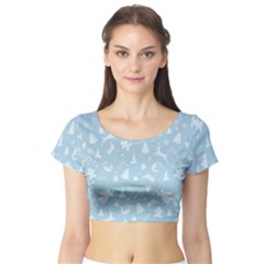 Christmas Pattern Short Sleeve Crop Top by Valentinaart