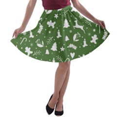 Christmas Pattern A-line Skater Skirt by Valentinaart