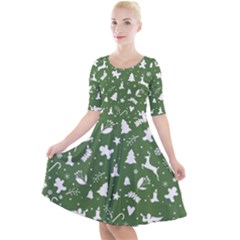 Christmas Pattern Quarter Sleeve A-line Dress by Valentinaart