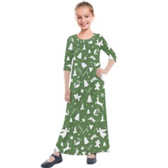 Christmas Pattern Kids  Quarter Sleeve Maxi Dress by Valentinaart