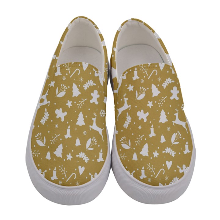 Christmas pattern Women s Canvas Slip Ons