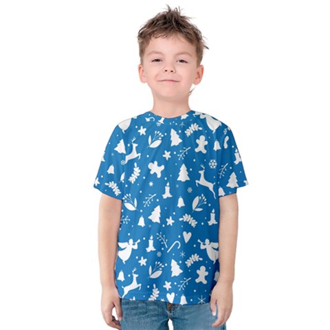 Christmas Pattern Kids  Cotton Tee by Valentinaart