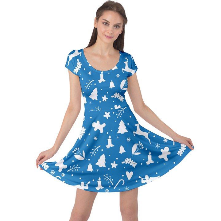 Christmas pattern Cap Sleeve Dress