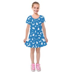 Christmas Pattern Kids  Short Sleeve Velvet Dress