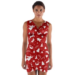 Christmas Pattern Wrap Front Bodycon Dress