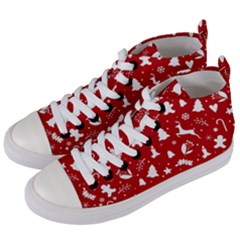 Christmas Pattern Women s Mid-top Canvas Sneakers