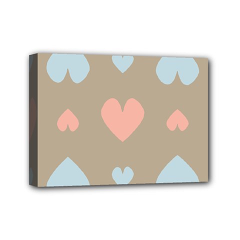 Hearts Heart Love Romantic Brown Mini Canvas 7  X 5  (stretched) by Sapixe