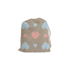 Hearts Heart Love Romantic Brown Drawstring Pouch (small) by Sapixe