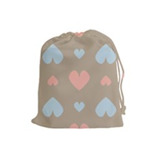 Hearts Heart Love Romantic Brown Drawstring Pouch (large) by Sapixe