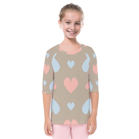 Hearts Heart Love Romantic Brown Kids  Quarter Sleeve Raglan Tee by Sapixe