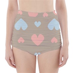 Hearts Heart Love Romantic Brown High-waisted Bikini Bottoms by Sapixe