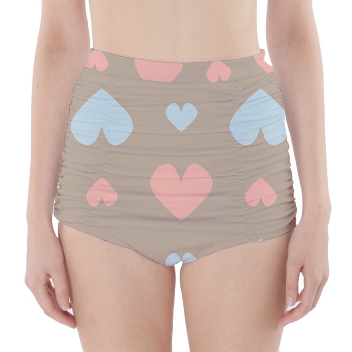 Hearts Heart Love Romantic Brown High-Waisted Bikini Bottoms