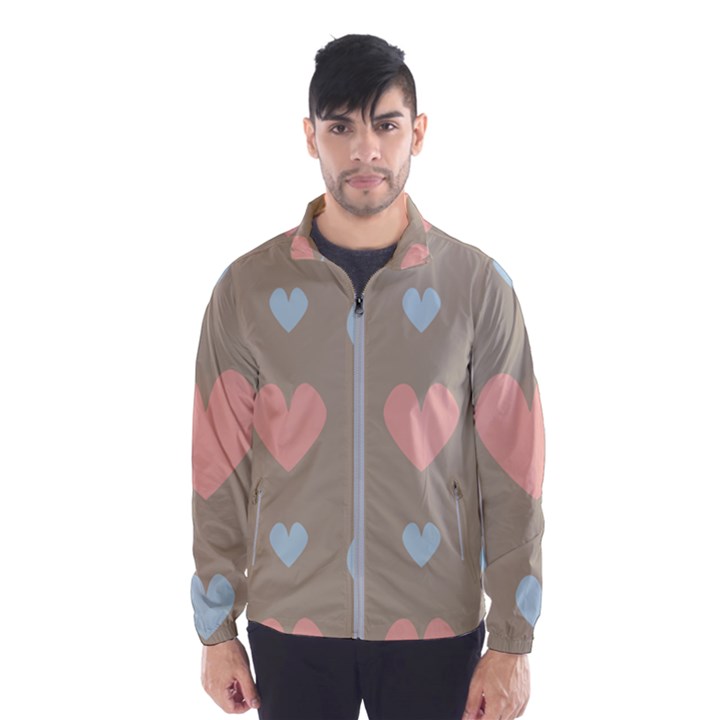 Hearts Heart Love Romantic Brown Windbreaker (Men)