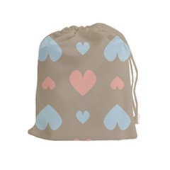 Hearts Heart Love Romantic Brown Drawstring Pouch (xl) by Sapixe