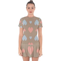 Hearts Heart Love Romantic Brown Drop Hem Mini Chiffon Dress by Sapixe