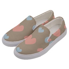 Hearts Heart Love Romantic Brown Men s Canvas Slip Ons by Sapixe