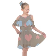 Hearts Heart Love Romantic Brown Kids  Shoulder Cutout Chiffon Dress by Sapixe