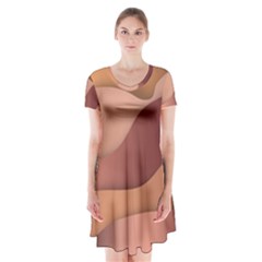 Autumn Copper Gradients Copyspace Short Sleeve V-neck Flare Dress by Sapixe