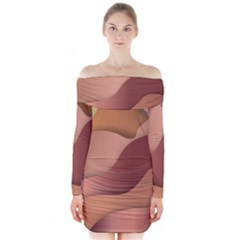 Autumn Copper Gradients Copyspace Long Sleeve Off Shoulder Dress by Sapixe