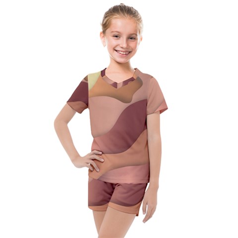 Autumn Copper Gradients Copyspace Kids  Mesh Tee And Shorts Set by Sapixe