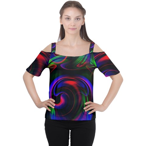 Swirl Background Design Colorful Cutout Shoulder Tee by Sapixe