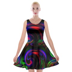 Swirl Background Design Colorful Velvet Skater Dress by Sapixe