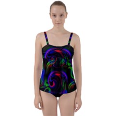 Swirl Background Design Colorful Twist Front Tankini Set by Sapixe