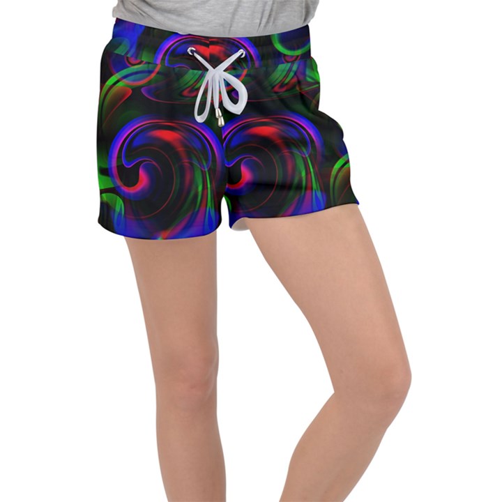 Swirl Background Design Colorful Women s Velour Lounge Shorts