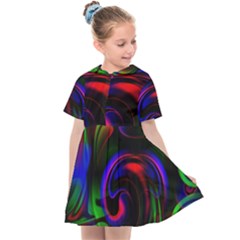 Swirl Background Design Colorful Kids  Sailor Dress