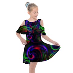 Swirl Background Design Colorful Kids  Shoulder Cutout Chiffon Dress