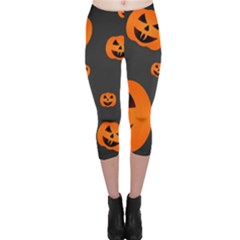 Halloween Pumpkin Autumn Fall Capri Leggings  by Sapixe