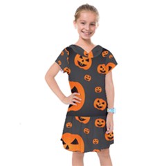 Halloween Pumpkin Autumn Fall Kids  Drop Waist Dress by Sapixe