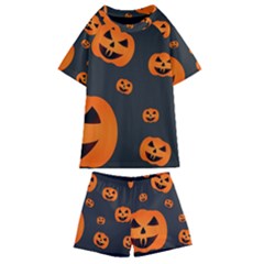 Halloween Pumpkin Autumn Fall Kids  Swim Tee And Shorts Set by Sapixe