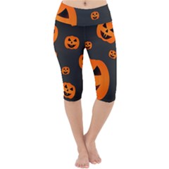 Halloween Pumpkin Autumn Fall Lightweight Velour Cropped Yoga Leggings