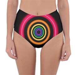 Neon Light Abstract Pattern Lines Reversible High-waist Bikini Bottoms by Sapixe