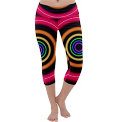 Neon Light Abstract Pattern Lines Capri Yoga Leggings by Sapixe