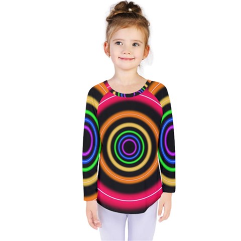 Neon Light Abstract Pattern Lines Kids  Long Sleeve Tee by Sapixe