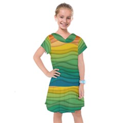 Background Waves Wave Texture Kids  Drop Waist Dress by Sapixe