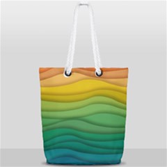 Background Waves Wave Texture Full Print Rope Handle Tote (small) by Sapixe